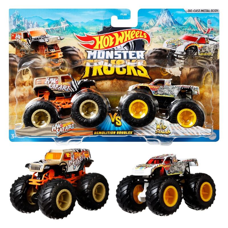 Hot Wheels Monster Trucks assorted pack 2 demolition doules 4