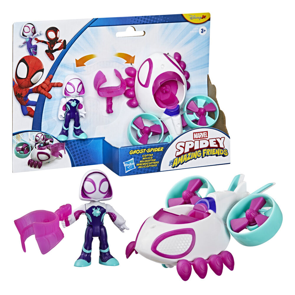 Marvel And His Awesome Friends Spidey Ghost Spider figure + vehicle 1