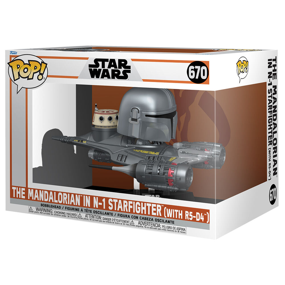POP figure Rides Deluxe Star Wars Mandalorian 9 the Mandalorian in N-1 Starfighter 2