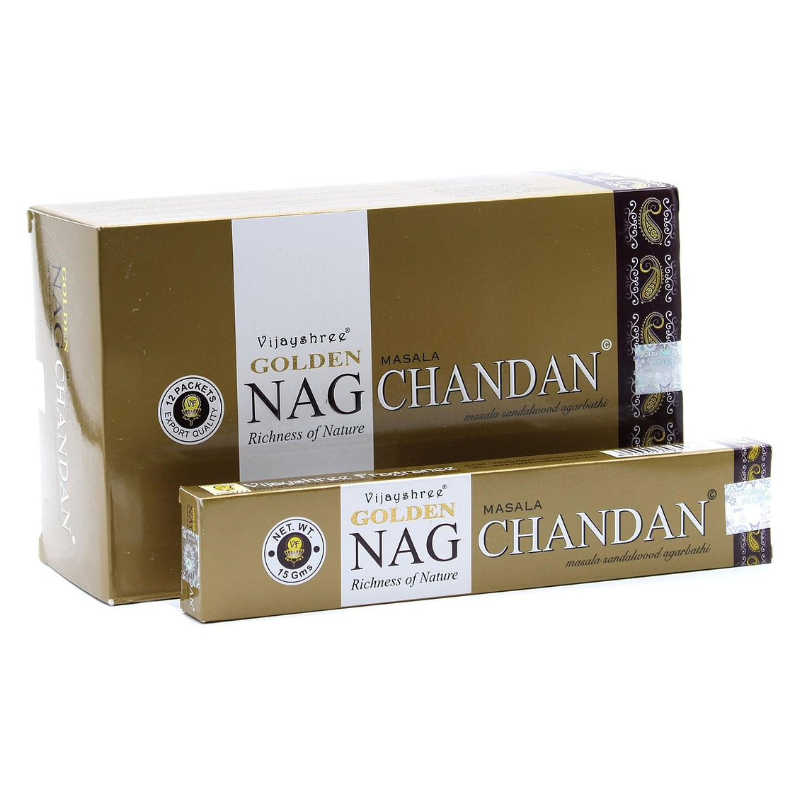Chandan Genuine Golden Nag | Incense Sticks Joss 15g | Premium Scents | Fragrance | Hand Rolled | Yoga | Aromatherapy | Meditation 1