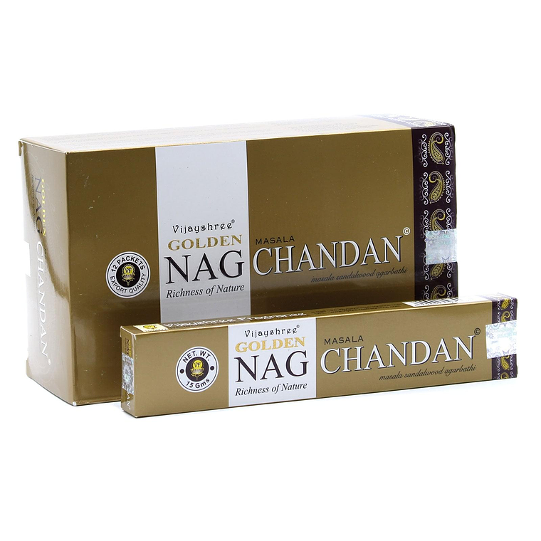 Chandan Genuine Golden Nag | Incense Sticks Joss 15g | Premium Scents | Fragrance | Hand Rolled | Yoga | Aromatherapy | Meditation 1