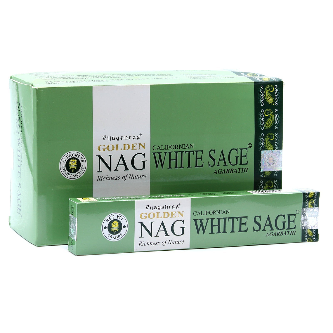 White Sage Golden Nag | Incense Sticks Joss 15g | Premium Scents | Fragrance | Hand Rolled | Yoga | Aromatherapy | Meditation 1