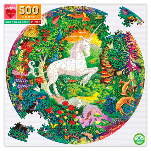 Puzzle redondo Unicorn Garden 500 piezas