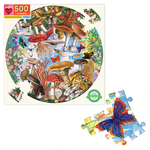 Puzzle redondo Mushrooms & Butterflies 500 piezas