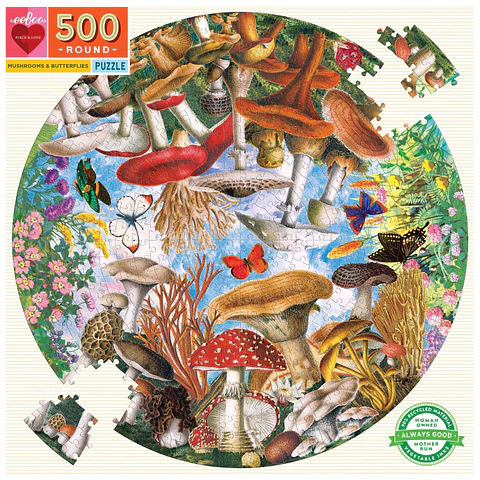 Puzzle redondo Mushrooms & Butterflies 500 piezas