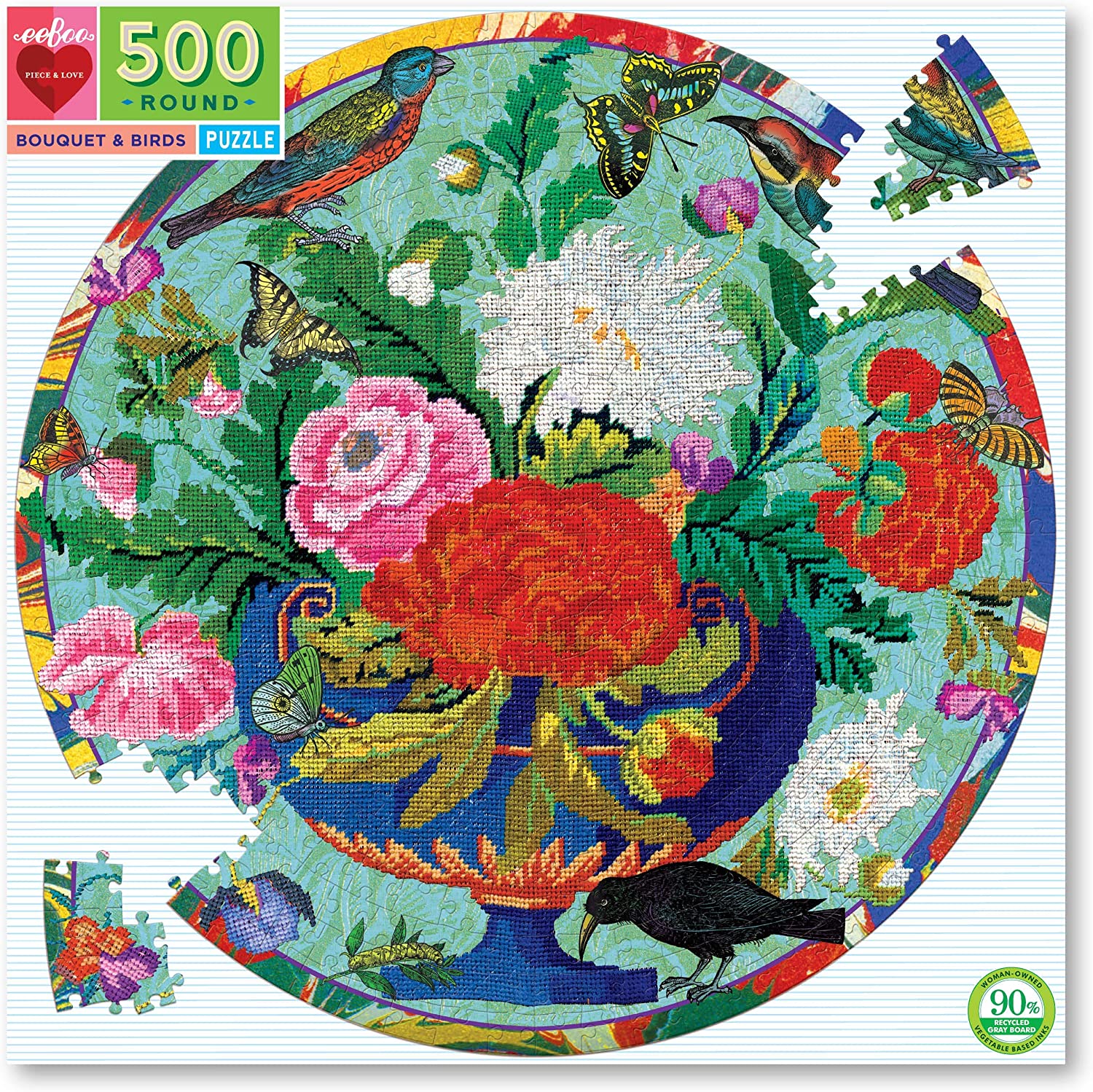 Puzzle redondo Bouquet & Birds 500 piezas 1