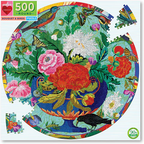 Puzzle redondo Bouquet & Birds 500 piezas