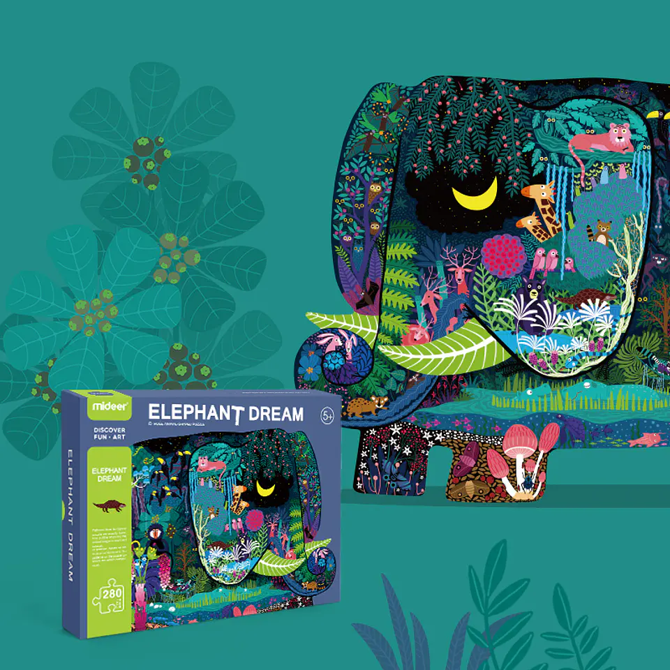Puzzle Sueño de un Elefante 280 Piezas con forma 4