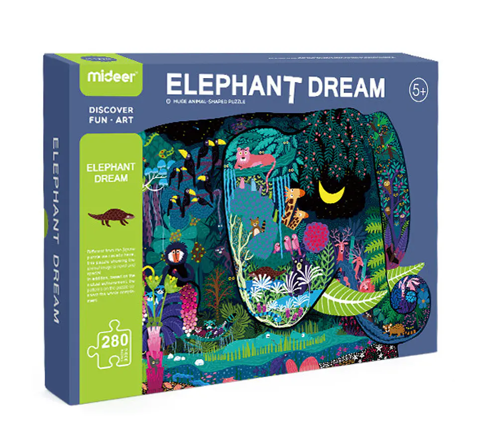 Puzzle Sueño de un Elefante 280 Piezas con forma 1