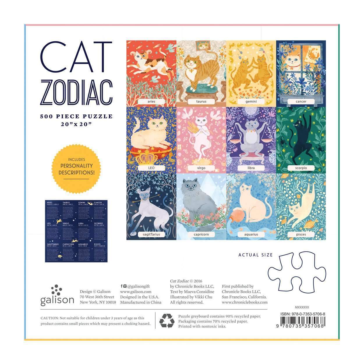 Puzzle Cat Zodiac 500 piezas Galison 5