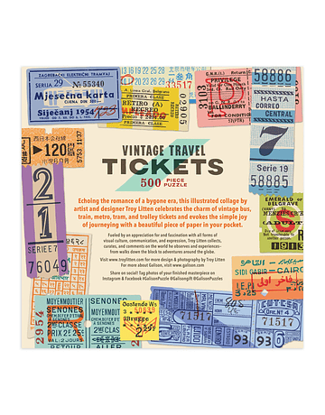 Puzzle Vintage Travel Tickets 500 Piezas