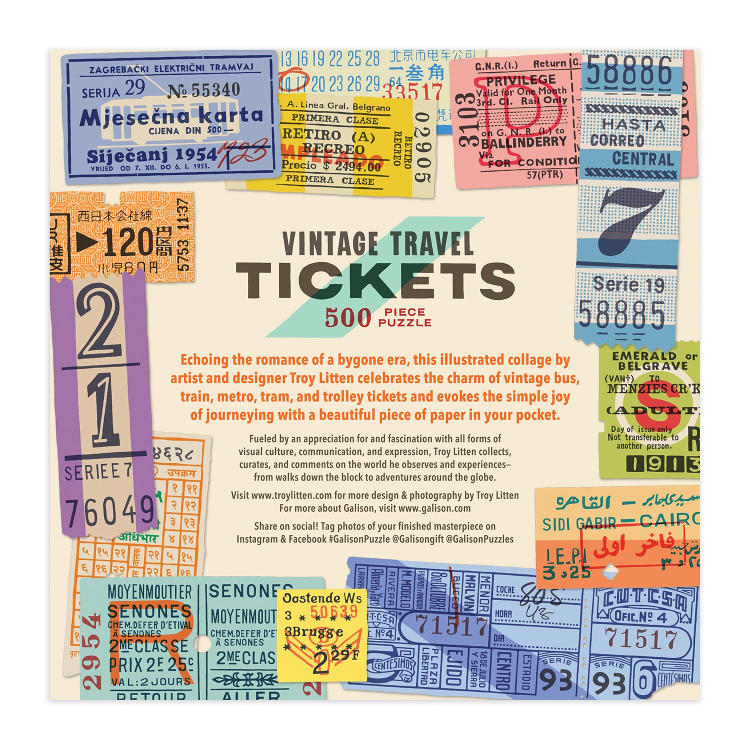 Puzzle Vintage Travel Tickets 500 Piezas 5