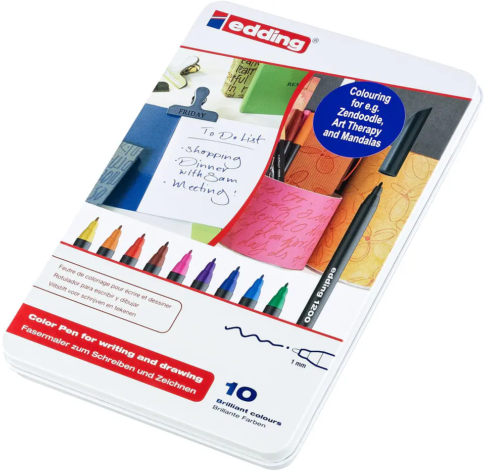 Set de 10 Marcadores de fibra Edding 1200 / Colores surtidos 1