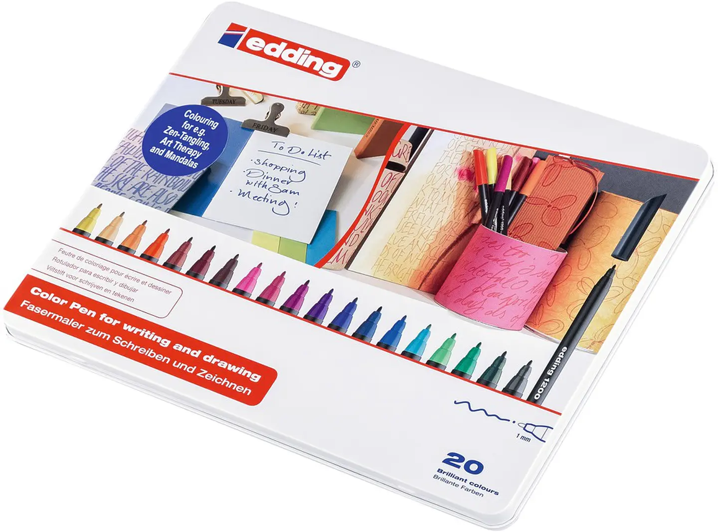 Set de 20 Marcadores de fibra Edding 1200 / Colores surtidos 1
