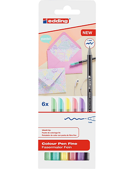 Set de 6 Marcadores de fibra Edding 1200 / Colores Pastel