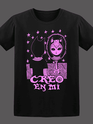 Polera Sad Studio - Creo en Mi - Negra y Rosado