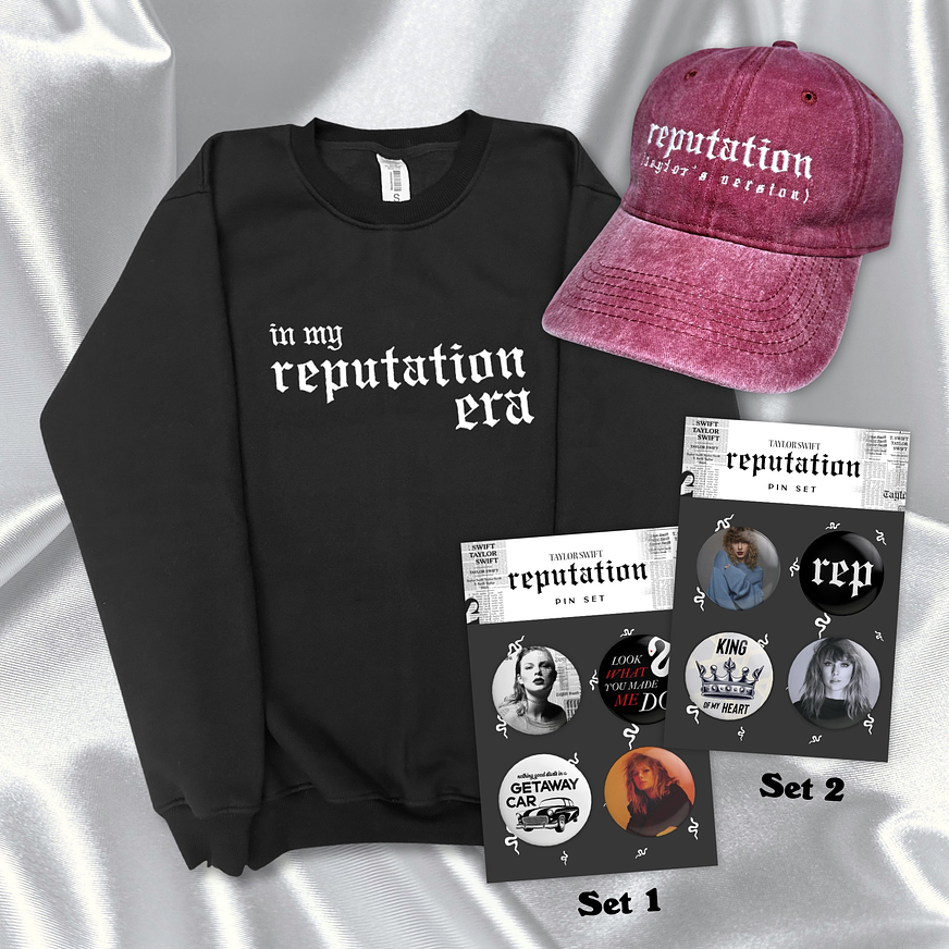 PACK “IN MY REPUTATION ERA” - TAYLOR SWIFT (POLERA + GORRA + SET PIN) 1