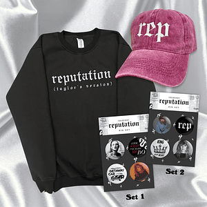 PACK “REPUTATION (TAYLOR’S VERSION)” - TAYLOR SWIFT (POLERA + GORRA + SET PIN)