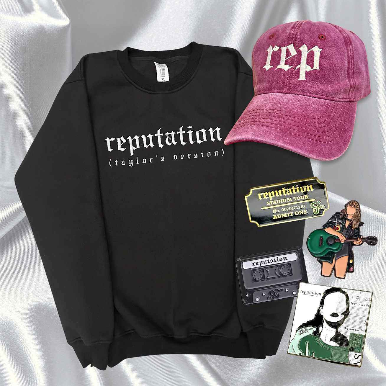PACK “REPUTATION (TAYLOR’S VERSION) - TAYLOR SWIFT (POLERA + GORRA + PIN) 1