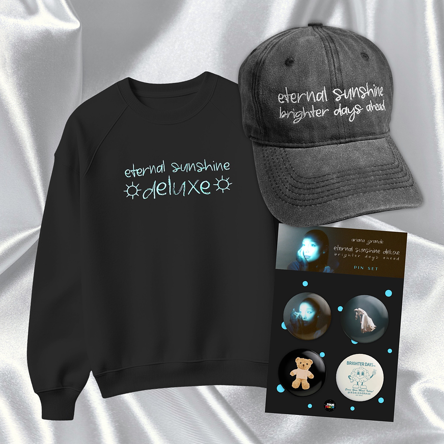PACK “ETERNAL SUNSHINE DELUXE 4” - ARIANA GRANDE (POLERA + GORRA + SET PIN) 1