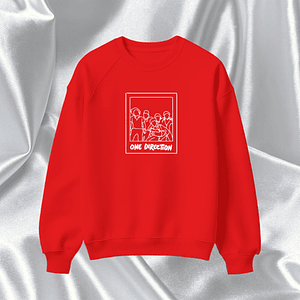 One Direction - Polera Bordada “One Direction Polaroid” (Rojo Escarlata y Negro)