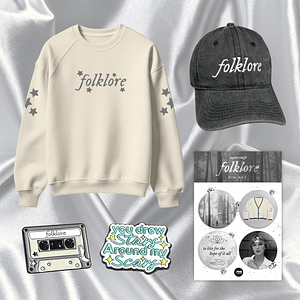 Pack Folklore - Taylor Swift (Polera + Set Pin + Pin + Gorra)