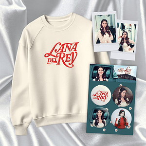 Lana del Rey - Pack Polera Borada Perla + Set 4 Pin + Polaroids