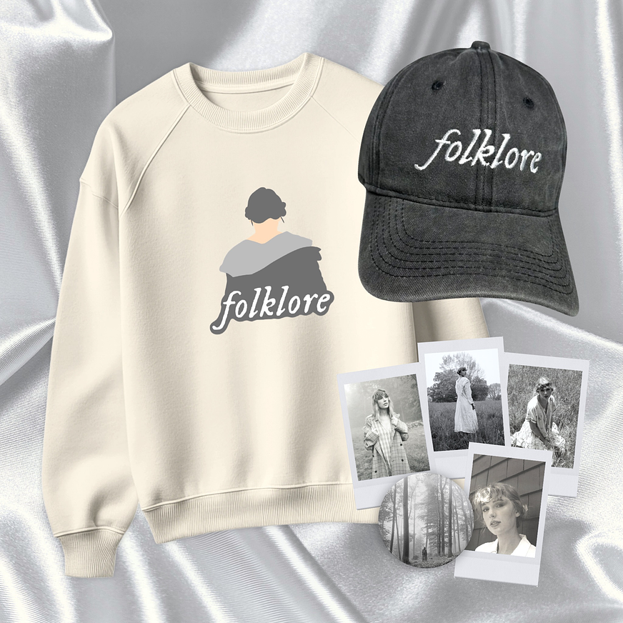 Taylor Swift - Pack Folklore (Gorra + Polera Bordada + Pin + Polaroids) 1