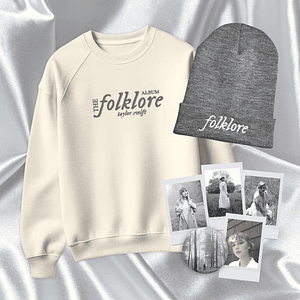 Taylor Swift - Pack Folklore (Polera Bordada + Beanie + Polaroids y Pin)
