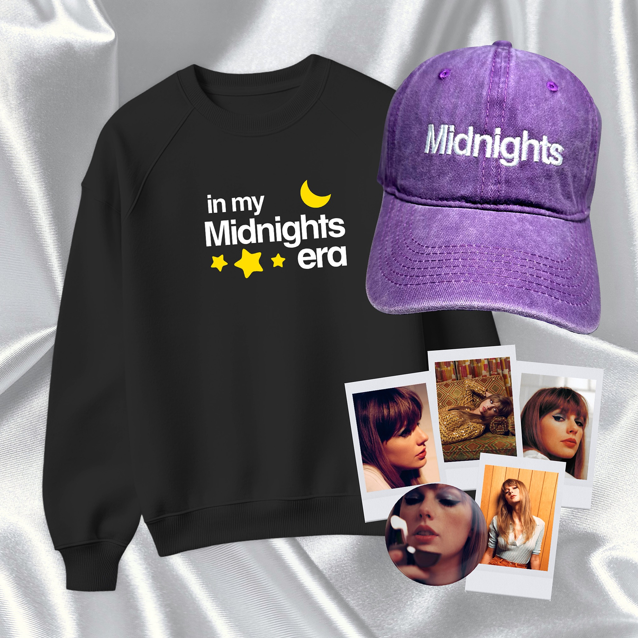 Taylor Swift - Pack Midnights (Polera + Gorra + Pin + Polaroids) 1
