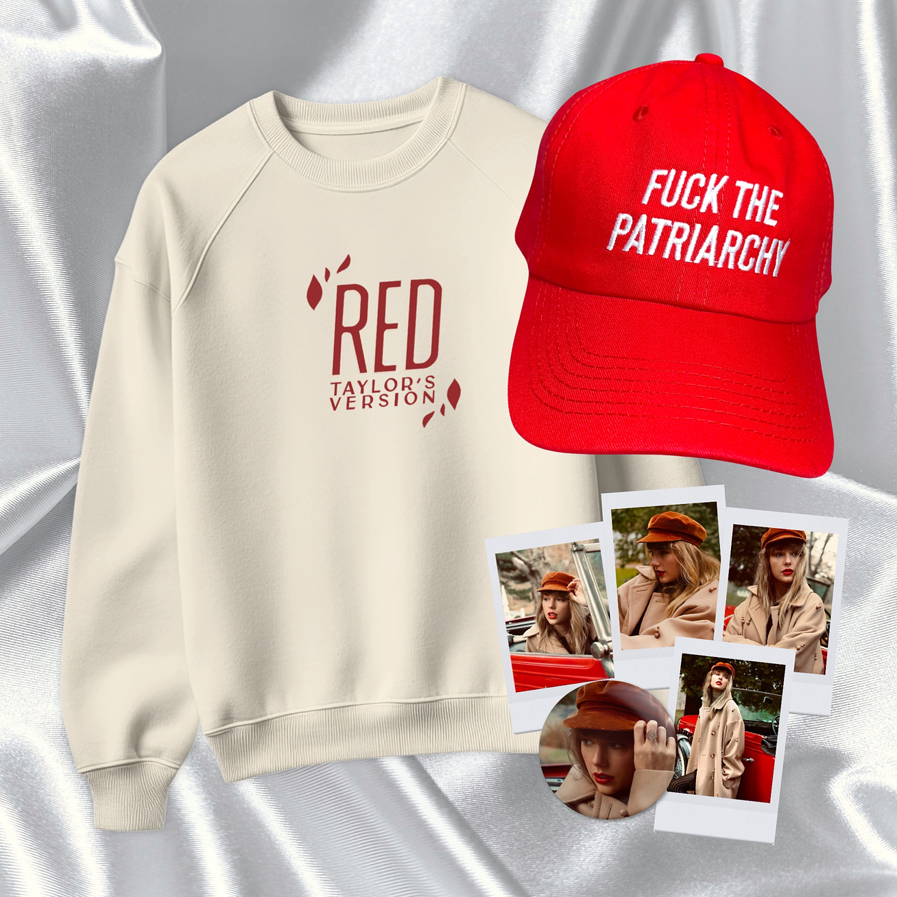 Pack Taylor Swift - RED (Taylor’s Version) Polera + Gorra + Pin + Polaroids 1