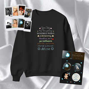 ARIANA GRANDE - PACK ERAS ARIANA (POLERA NEGRA + PINES + POLAROIDS