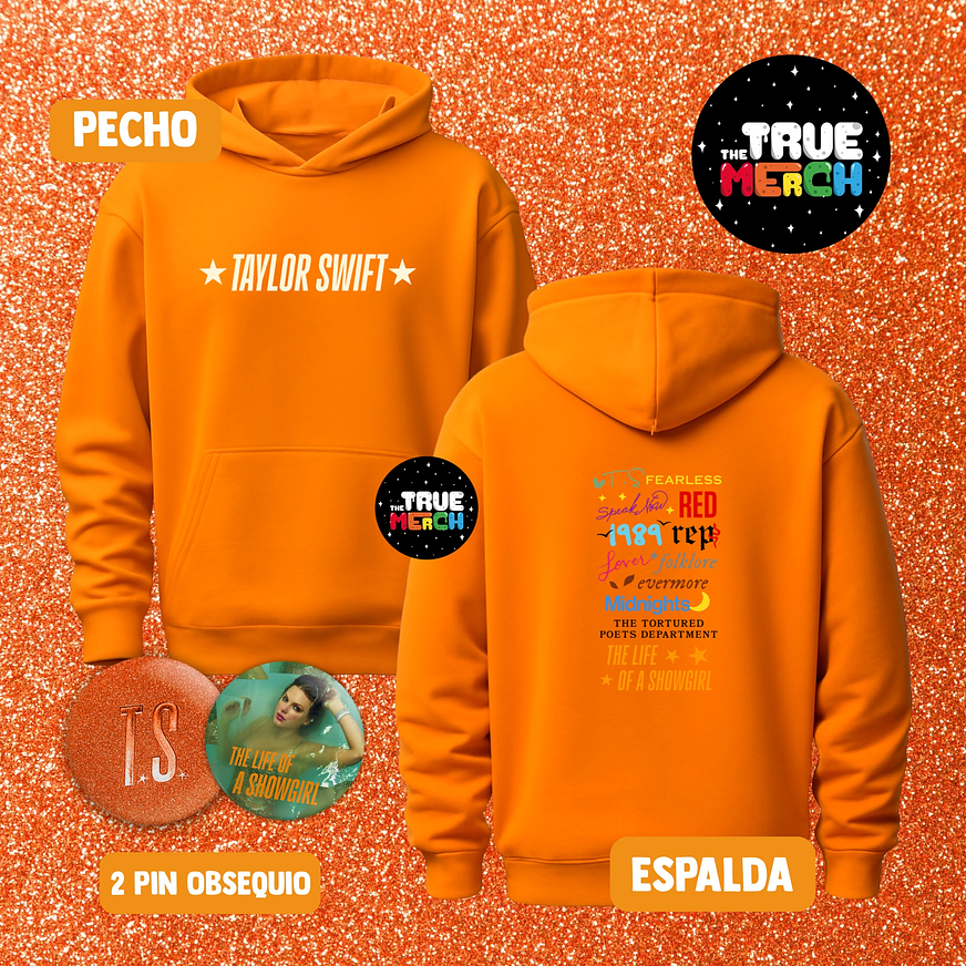 Taylor Swift - Polera Doble Bordado ERAS 🧡 Con Capucha 1