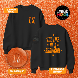 Taylor Swift - Polera Bordada + Estampado The Life of a Showgirl 🧡