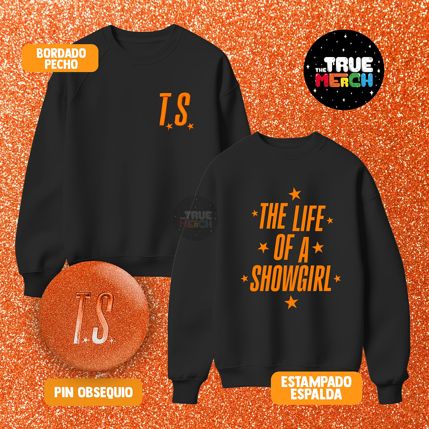 Taylor Swift - Polera Bordada + Estampado The Life of a Showgirl 🧡 1