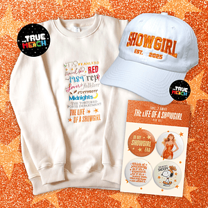 Taylor Swift PACK THE LIFE OF A SHOWGIRL (Polera + Gorra + Pines)