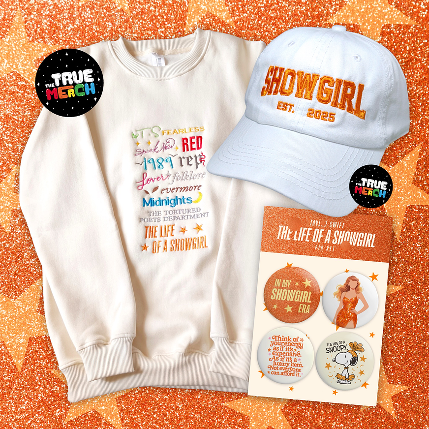 Taylor Swift PACK THE LIFE OF A SHOWGIRL (Polera + Gorra + Pines) 1