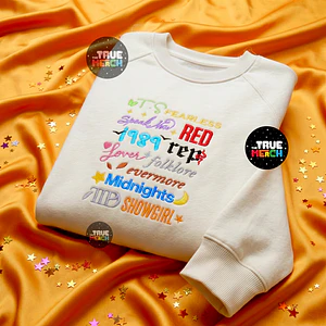 Polera Bordada 12 Eras Taylor Swift (Perla)