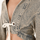 Chaqueta crop con cordón decorativo para mujer - Miniatura 1