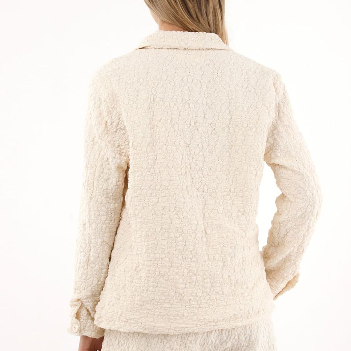 Abrigo tipo blazer crudo para mujer 3