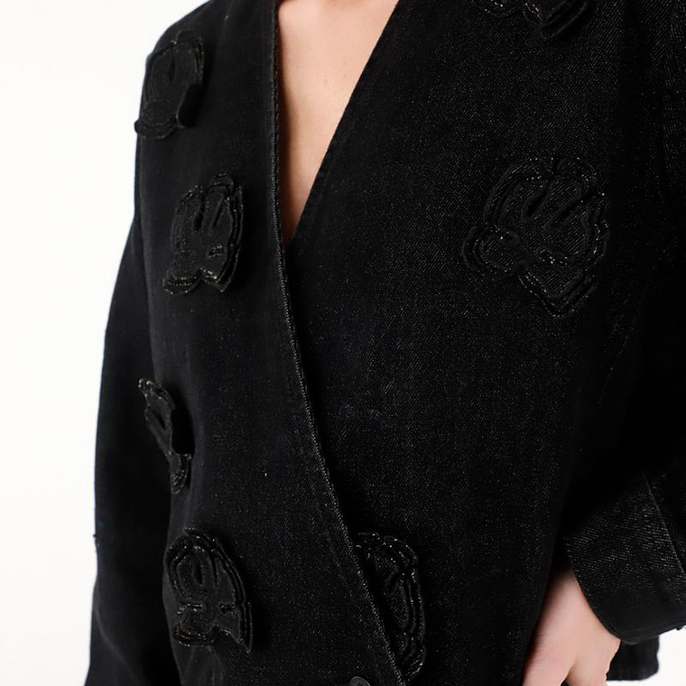 Chaqueta torera con apliques de flores para mujer 1