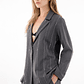 Abrigo tipo blazer con apliques de brillo gris para mujer - Miniatura 2