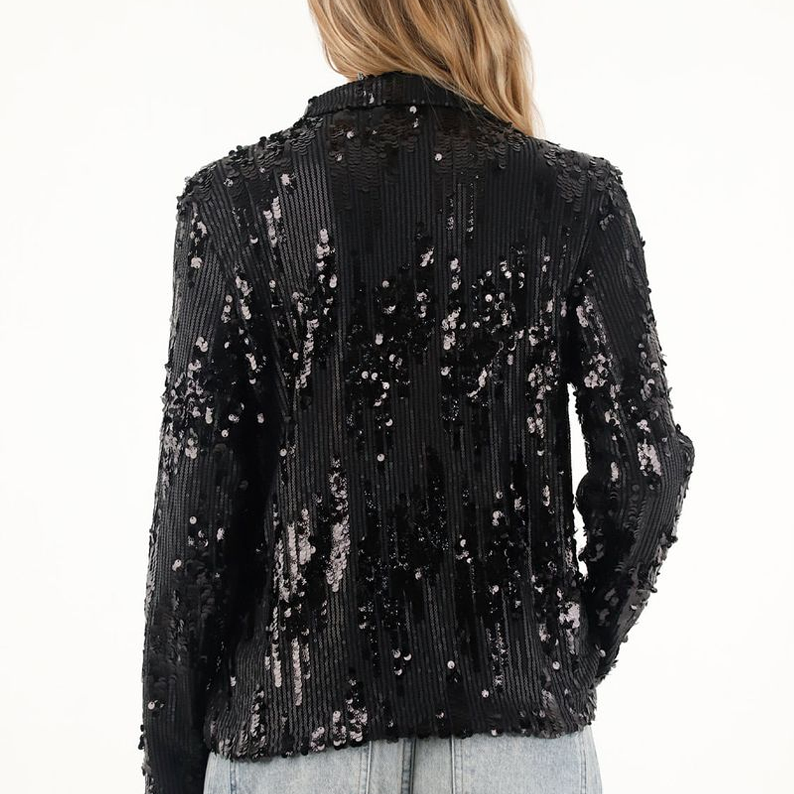 Abrigo negro de lentejuelas para mujer 3