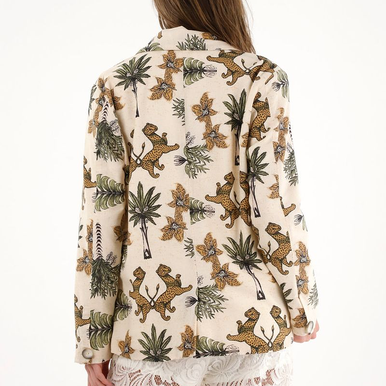Blazer con estampado de palmeras y tigres para mujer 3
