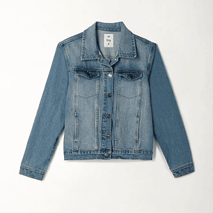 Chaqueta azul en denim para mujer