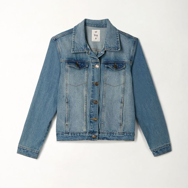 Chaqueta azul en denim para mujer 1