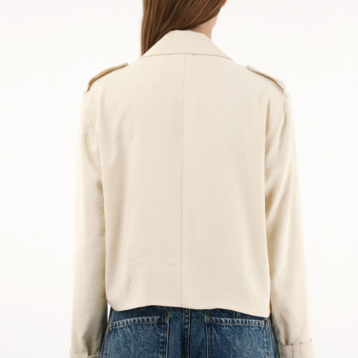 Abrigo tipo Biker crop top crudo para mujer 3