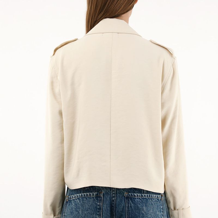 Abrigo tipo Biker crop top crudo para mujer 3