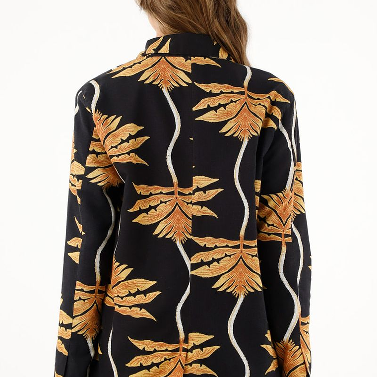 Abrigo negro estampado de silueta amplia para mujer 3