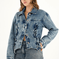 Chaqueta efecto Acid Wash azul para mujer - Miniatura 2
